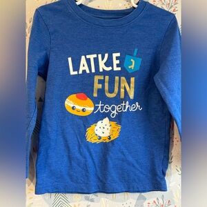 Cat & Jack Latke Fun Together Unisex 4T Hanukkah Long Sleeve T-Shirt